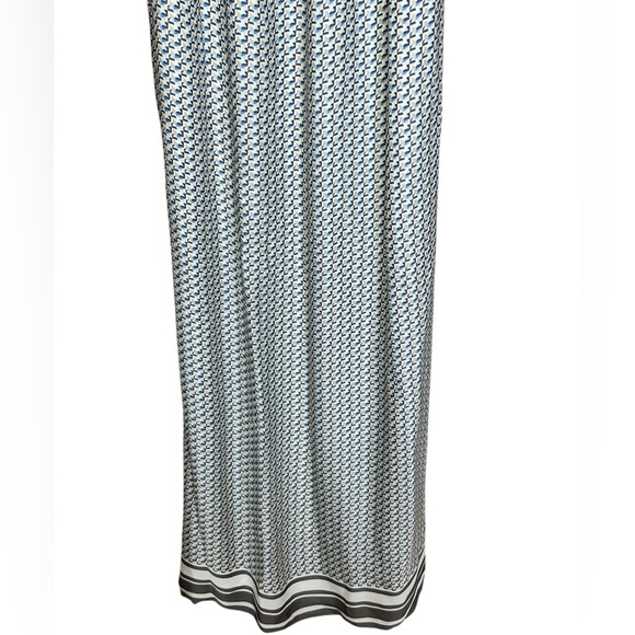 VINCE MAXI 100% SILK DRESS STAR PRINT BORDER CHARCOAL SPAGHETTI STRAP SZ S - Picture 4 of 9